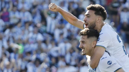 Los jugadores del Leganés celebran el tanto de Javier Hernández