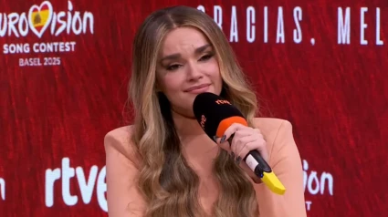 Melody, emocionada durante la rueda de prensa