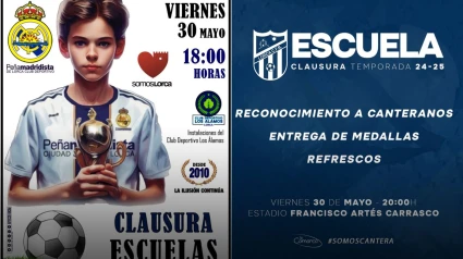 Peña Madridista Ciudad del Sol de Lorca y Lorca CF Base, clausuran la temporada de sus escuelas este fin de semana