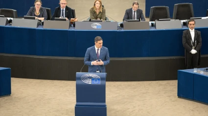Sánchez en una de sus comparecencias ante el Parlamento Europeo en Bruselas