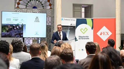 El presidente de la Diputación de Granada, Francis Rodríguez, en la presentación de la 22ª edición del FEX