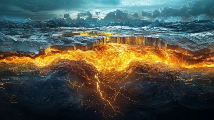 Magma en el manto de la Tierra con depósitos enriquecidos en oro