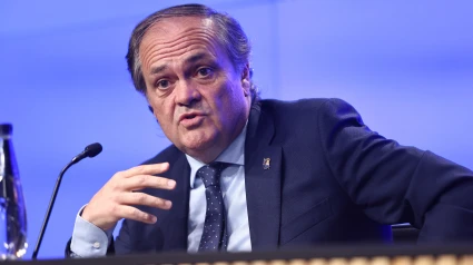 Jokin Aperribay, presidente de la Real Sociedad en la presentación de Bretos y Sergio