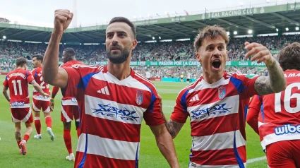 Celebración del primer gol del Granada