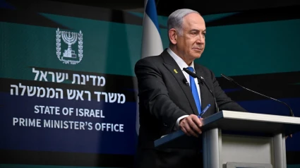 Archivo - El primer ministro de Israel, Benjamin Netanyahu, durante una rueda de prensa (archivo)