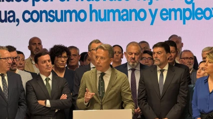 El alcalde de Lorca durante su participación en el acto en defensa del trasvase Tajo-Segura