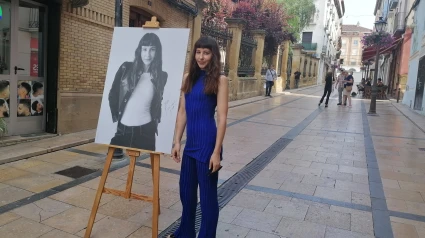 Irene Escolar, a su llegada a Huesca