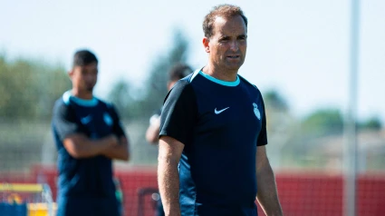 Jagoba Arrasate, durante un entrenamiento del Real Mallorca de esta temporada