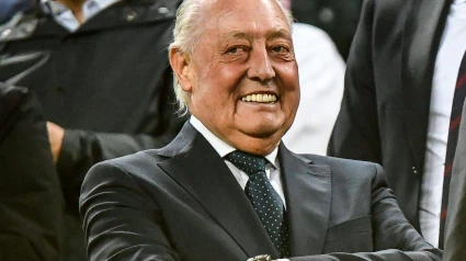 Joan Soteras sonriente, en una visita al palco del Camp Nou.