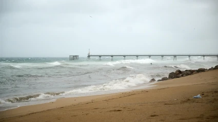 Oleaje en la playa de Badalona
