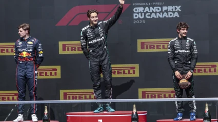 Russel, Verstappen y Antonelli, en el Gran Premio de Canadá