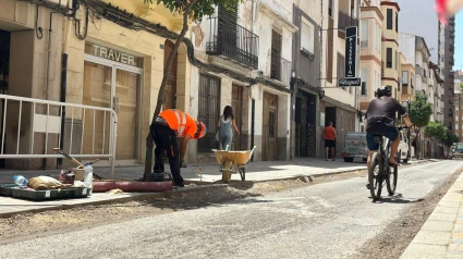 Obras de la Zona de Bajas Emisiones en la calle San Francisco de Castellón