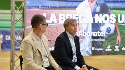 Felipe Miñambres en el acto de presentación de la Campaña de Abonos del CD Tenerife 25-26.