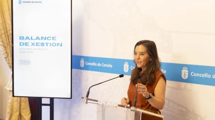 La alcaldesa de A Coruña, Inés Rey, en el balance de dos años de mandato