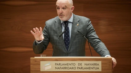 El portavoz de UPN en el Parlamento de Navarra, Javier Esparza, en Legislativo foral durante el Debate sobre el Estado de la Comunidad.