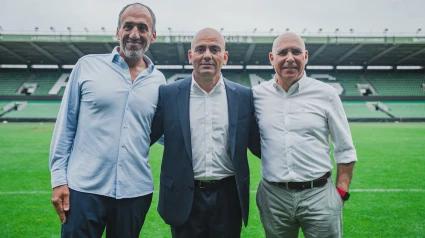Chema Aragón, junto a Ceria y Manolo Higuera