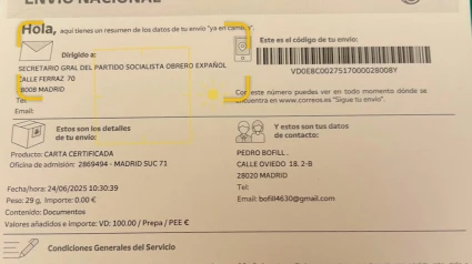 Carta enviada al PSOE