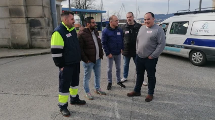 Foto de archivo de integrantes de CCOO a las puertas de Navantia Ferrol