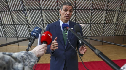 El presidente del Gobierno español, Pedro Sánchez, a su llegada al Consejo Europeo tras la cumbre de la OTAN