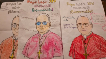 Dibujo enviado por los niños de catequesis de la parroquia de San Félix de Lugones al Papa León XIV