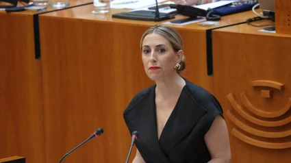 María Guardiola, presidenta de la Junta de Extremadura, en la Asamblea