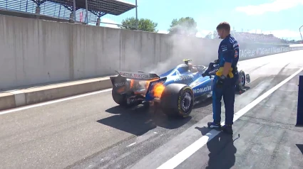 Incendio en el coche de Carlos Sainz