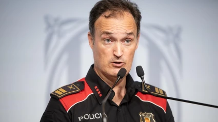 El ex jefe de los Mossos d'Esquadra, Eduard Sallent, comparece ante la prensa para explicar el dispositivo policial en torno al expresidente de la Generalitat, Carles Puigdemont, en agosto de 2024