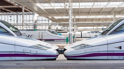 El tren de alta velocidad llega a Madrid Atocha, centro neurálgico de trenes de cercanías y regionales, así como de los servicios AVE en toda España.
