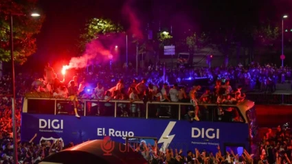 Celebración del bus Rayo Vallecano