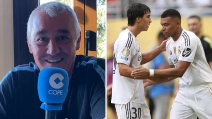 Poli Rincón y los jugadores del Real Madrid