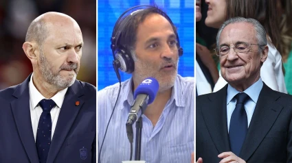 Rafael Louzán, David Sánchez y Florentino Pérez