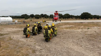 Bomberos en la base de Valdemorillo, Comunidad de Madrid