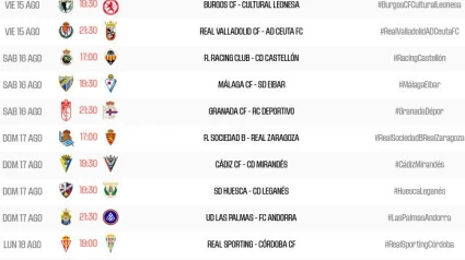 Horarios primera jornada Segunda División