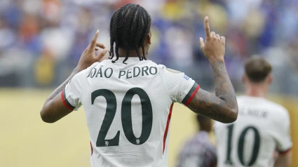 Joao Pedro celebra su gol, en el Fluminense - Chelsea