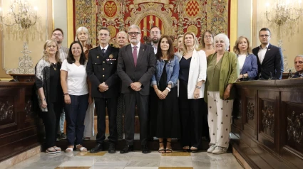 Regidors de la Paeria de Lleida amb el nou cap de la Guàrdia Urbana, Josep Mallada