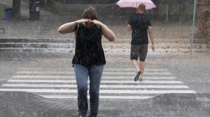Tormenta en Teruel a primera hora de la tarde del pasado sábado