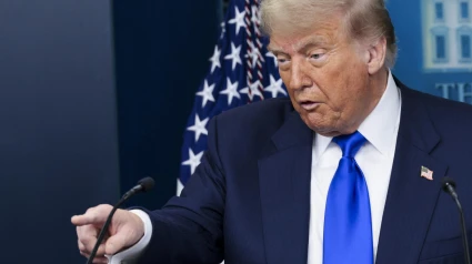 Trump en una rueda de prensa en la Casa Blanca