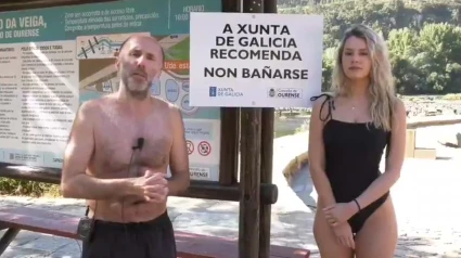 Captura del vídeo del alcalde de Ourense antes de bañarse en las termas do Muíño