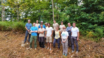 Equipo de arqueólogos que trabajan en el Castro de Esmelle, Ferrol