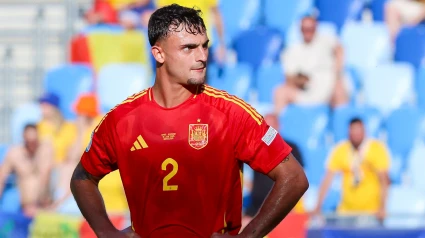 Marc Pubill, durante un partido con la selección española sub-21