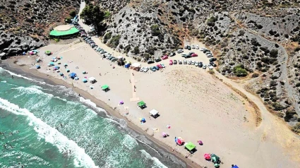Imagen aérea de la cala de Calnegre captada durante el vuelo de un dron