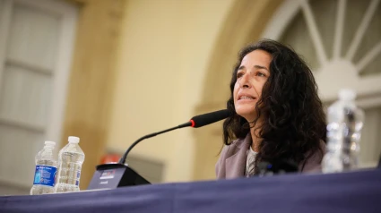 Patricia Ramírez, madre del niño Gabriel Cruz, en una rueda de prensa