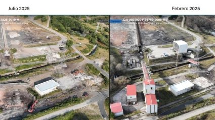 Una de las imágenes comparativas de los trabajos de desmantelamiento