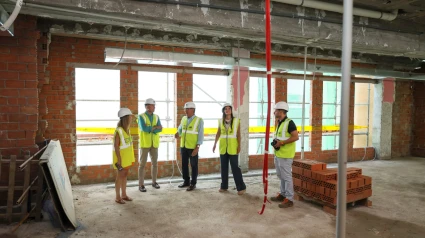 El alcalde y concejales durante la visita a las obras del centro cultural de Lorca