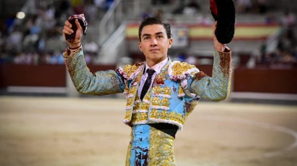 Bruno Aloi, con la oreja cortada este jueves en Las Ventas