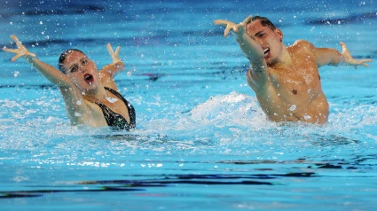 Dennis Gonzalez e Iris Tió, en la final de la rutina libre del dúo mixto