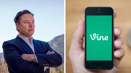 El empresario Elon Musk a la izquierda y un móvil con la aplicación 'Vine' a la derecha