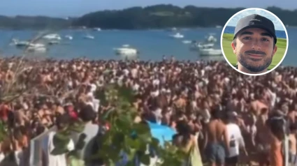 La playa de El Puntal de Somo masificada y Jorge Merino en su vídeo de TikTok