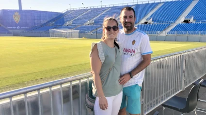 Soraya y Diego, en su visita al Ibercaja Estadio