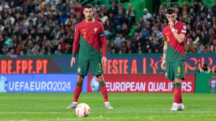 Cristiano Ronaldo y Bruno Fernandes, con la selección portuguesa